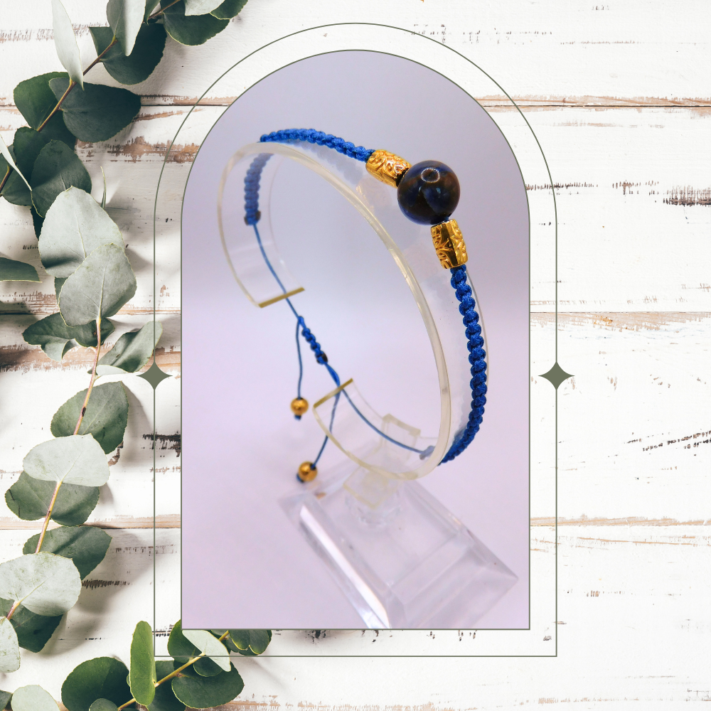 Bracelet artisanal - Jaspe bleu doré