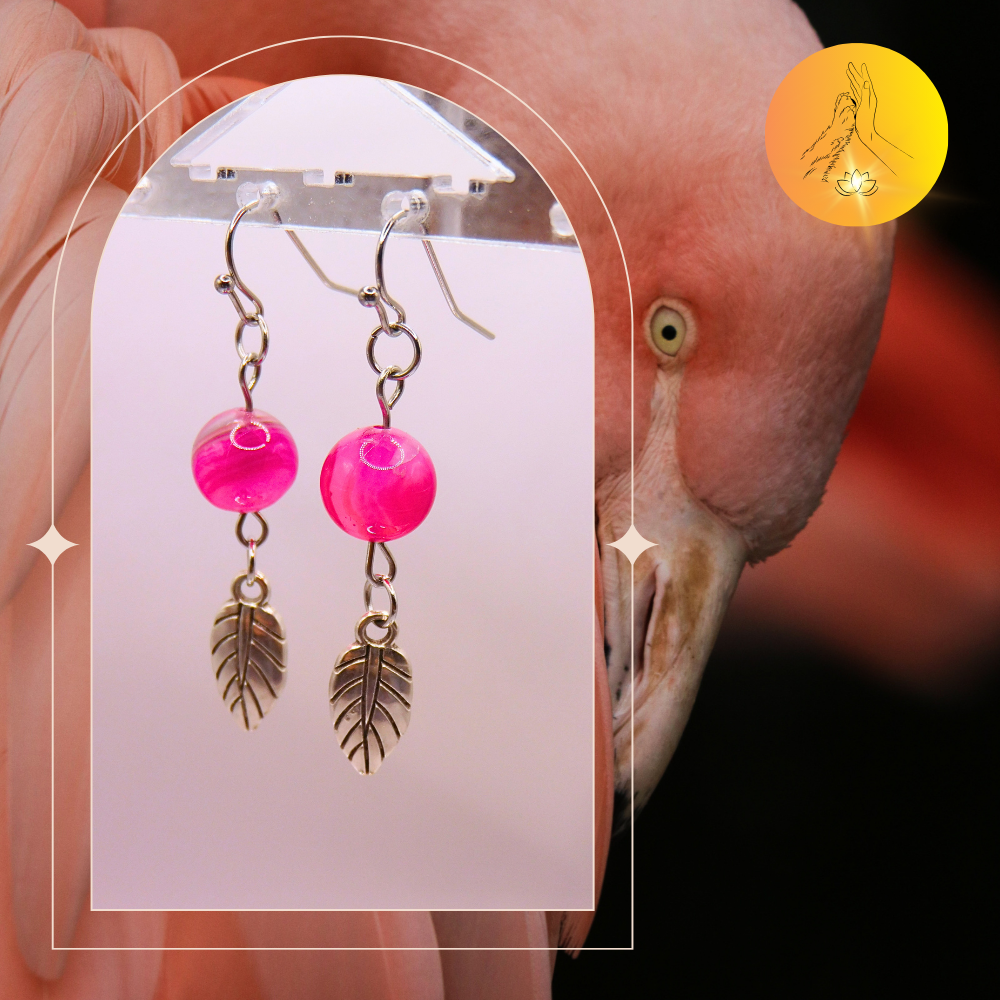 Boucles d'oreilles - Agate rose fuschia