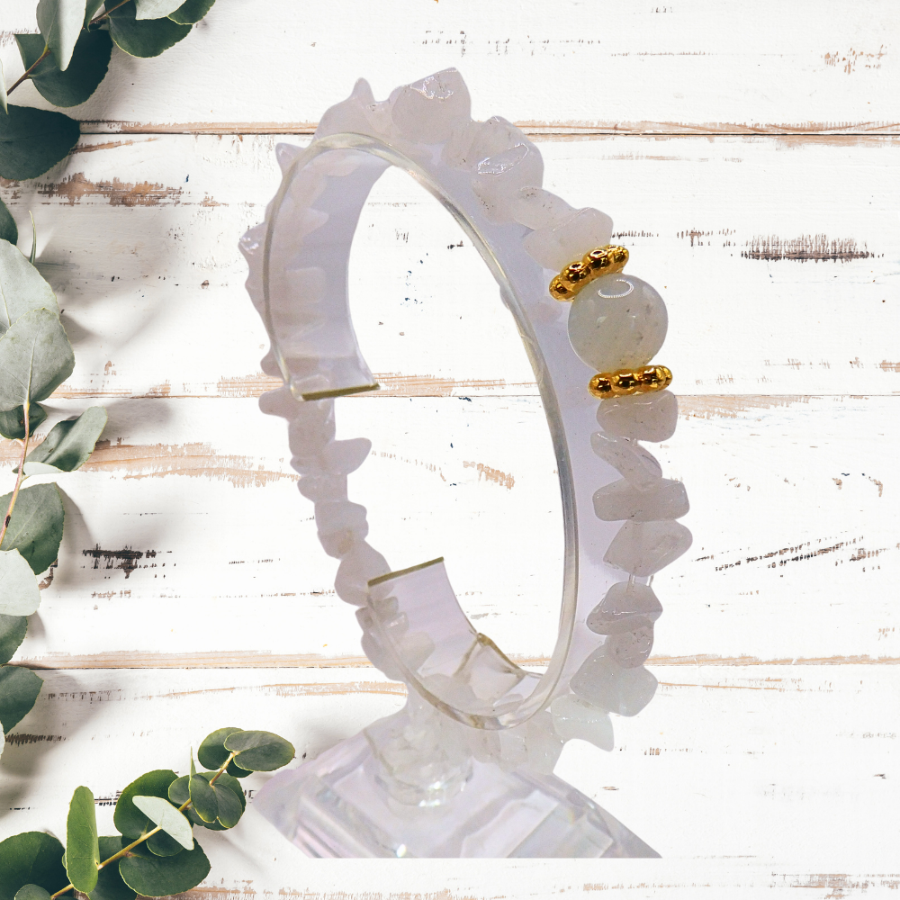 Bracelet baroque chic - Agate blanche