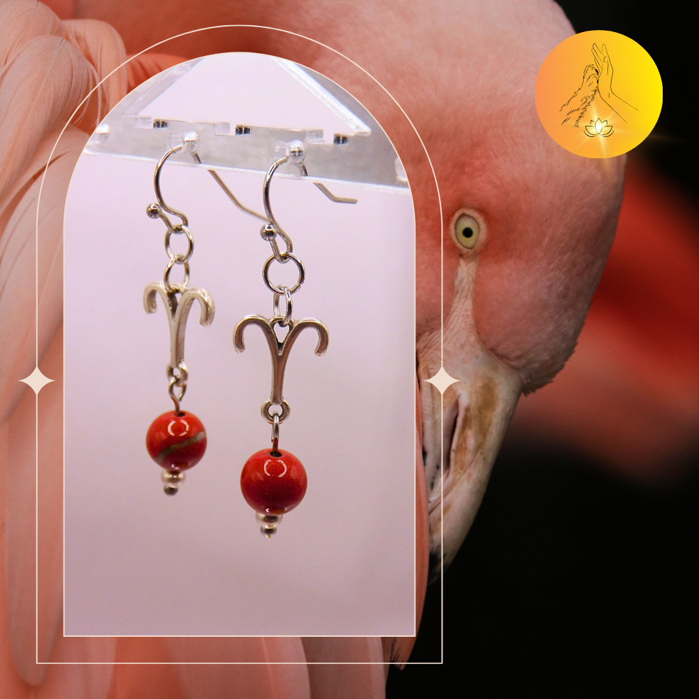Boucles d'oreilles - Signe astro Bélier - Jaspe rouge