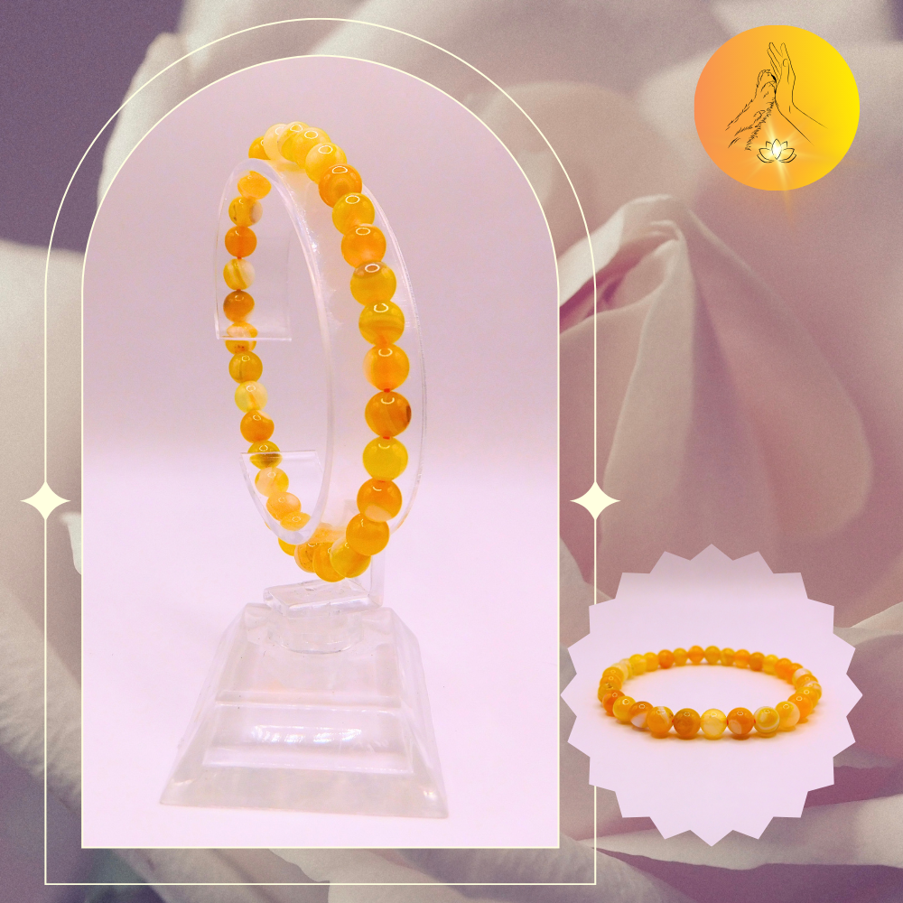 Bracelet boules - Agate jaune - 6mm