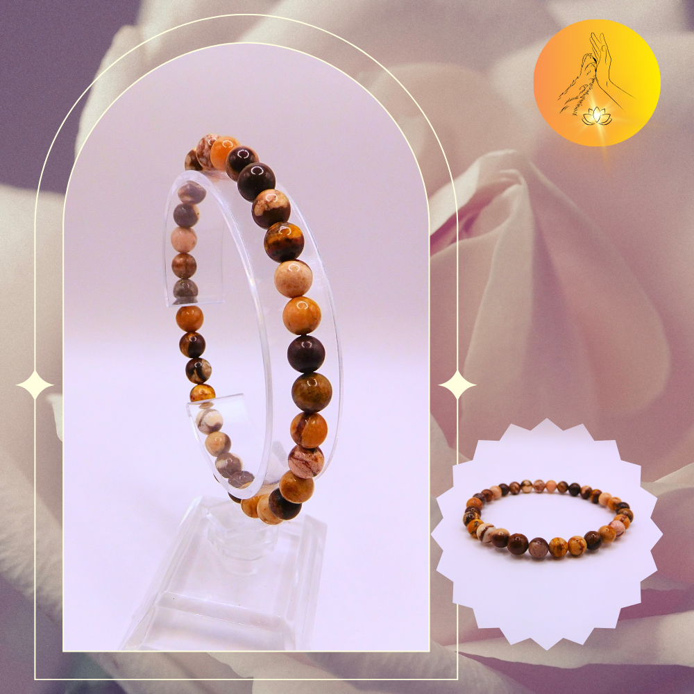 Bracelet boules - Jaspe brun - 6mm