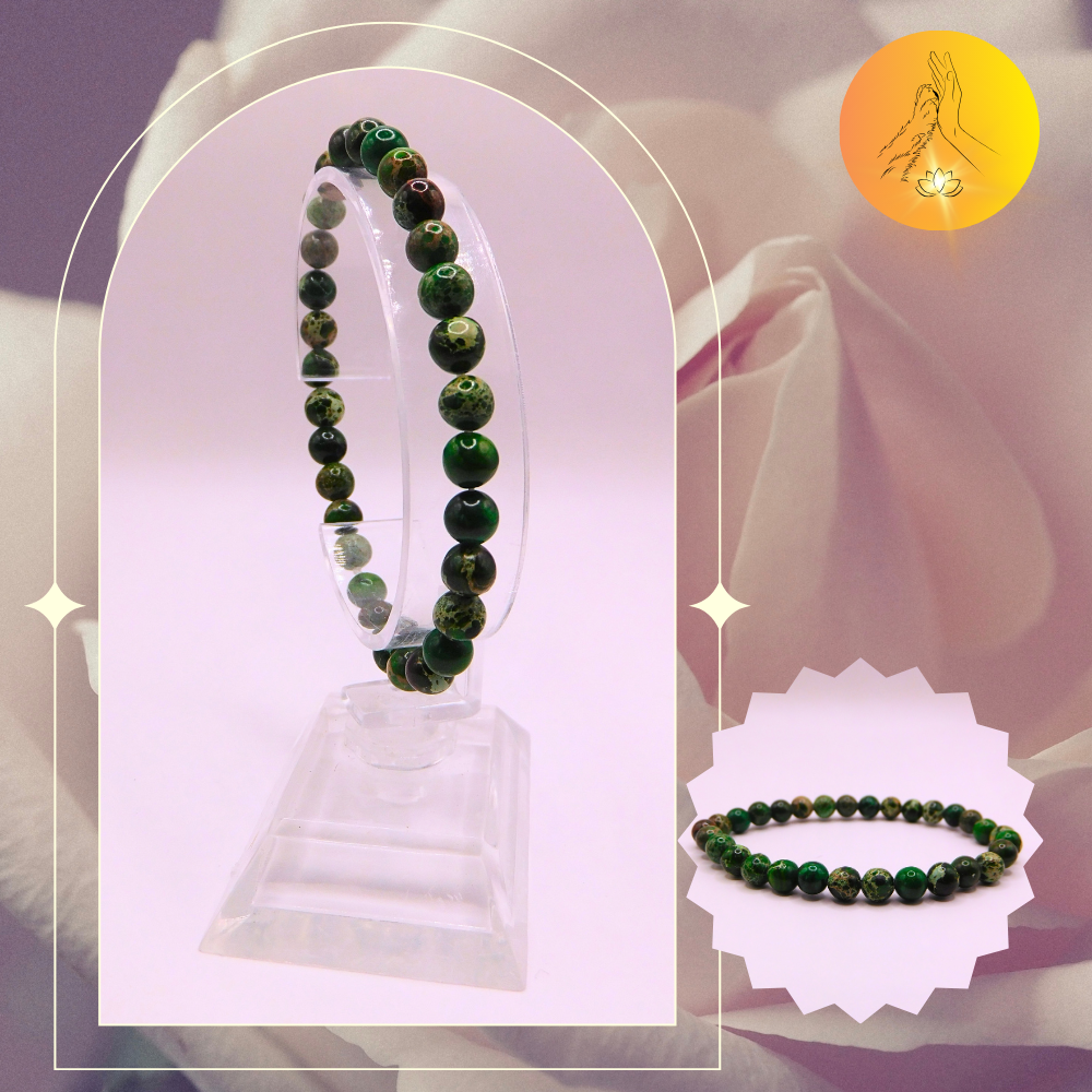 Bracelet boules - Jaspe impérial vert foncé - 6mm