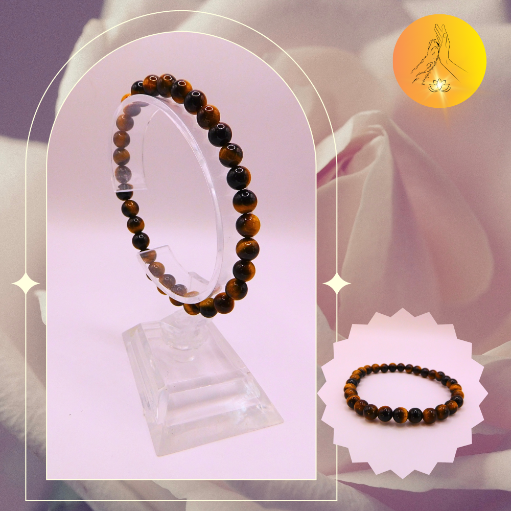 Bracelet boules - Oeil de tigre - 6mm