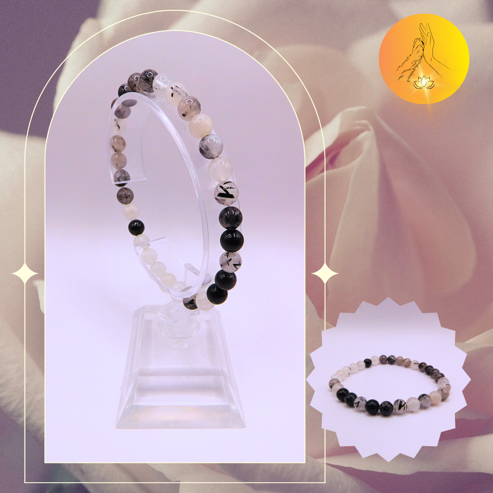 Bracelet boules - Quartz tourmaline - 6mm