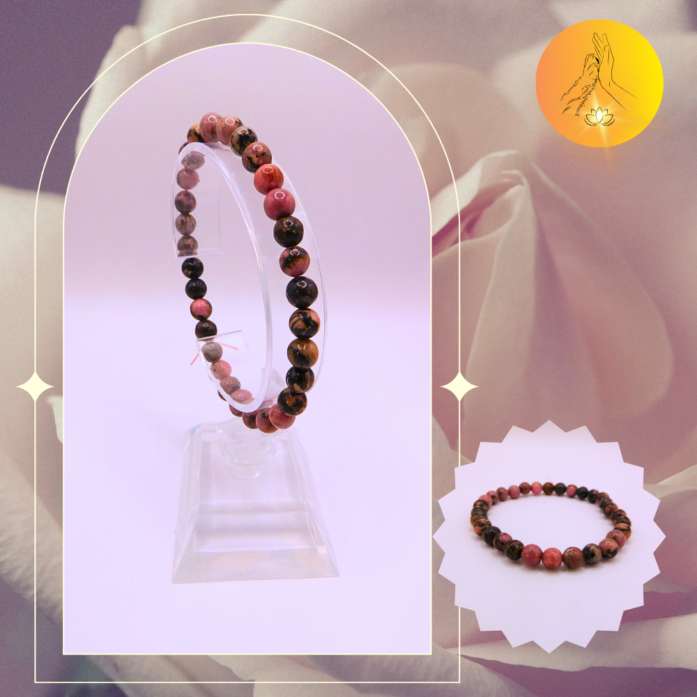 Bracelet boules - Rhodonite - 6mm
