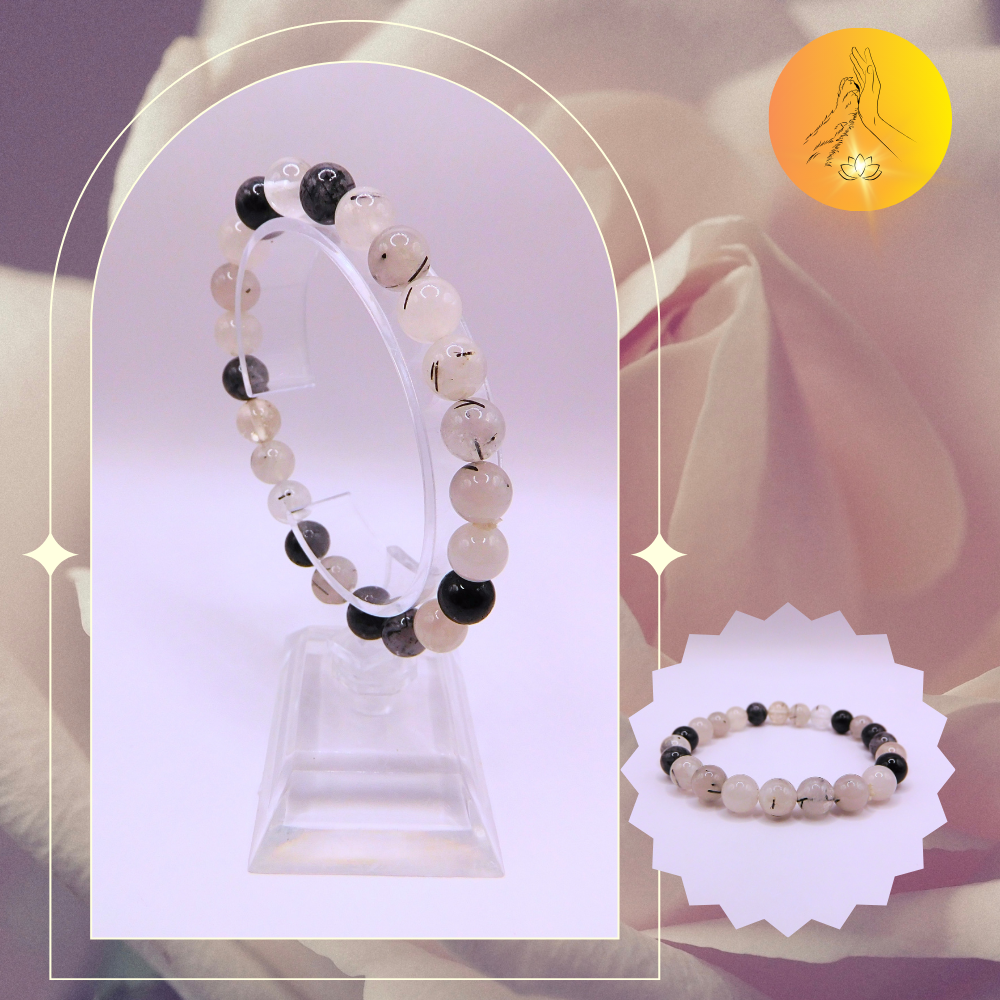 Bracelet boules - Quartz tourmaline - 8mm