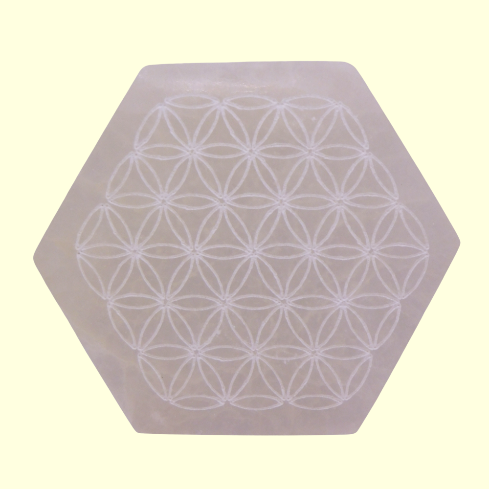 Plaque de sélénite - Fleur de vie