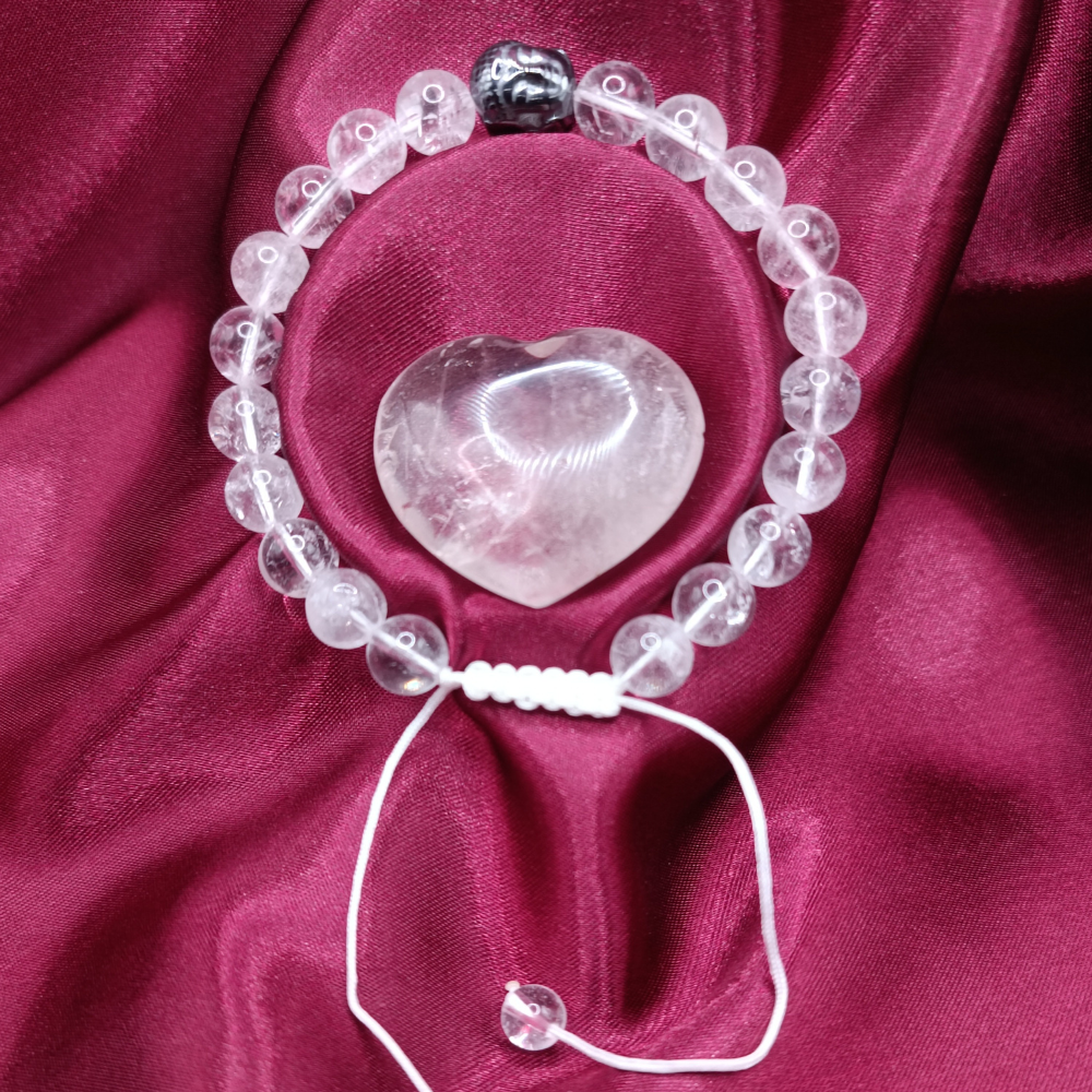 Bracelet Bouddha réglable - Cristal de roche