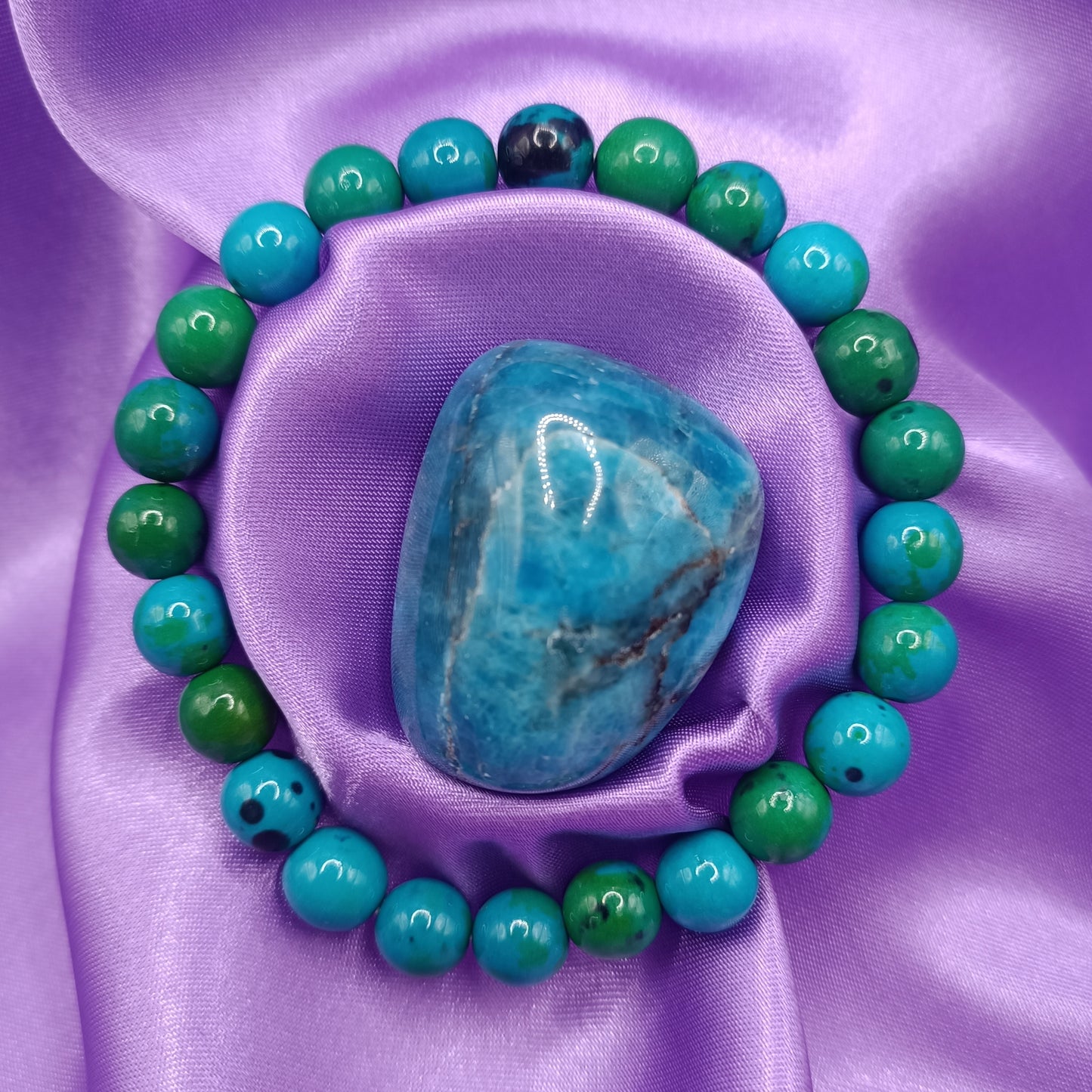 Bracelet boules - Chrysocolle teintée - 8mm