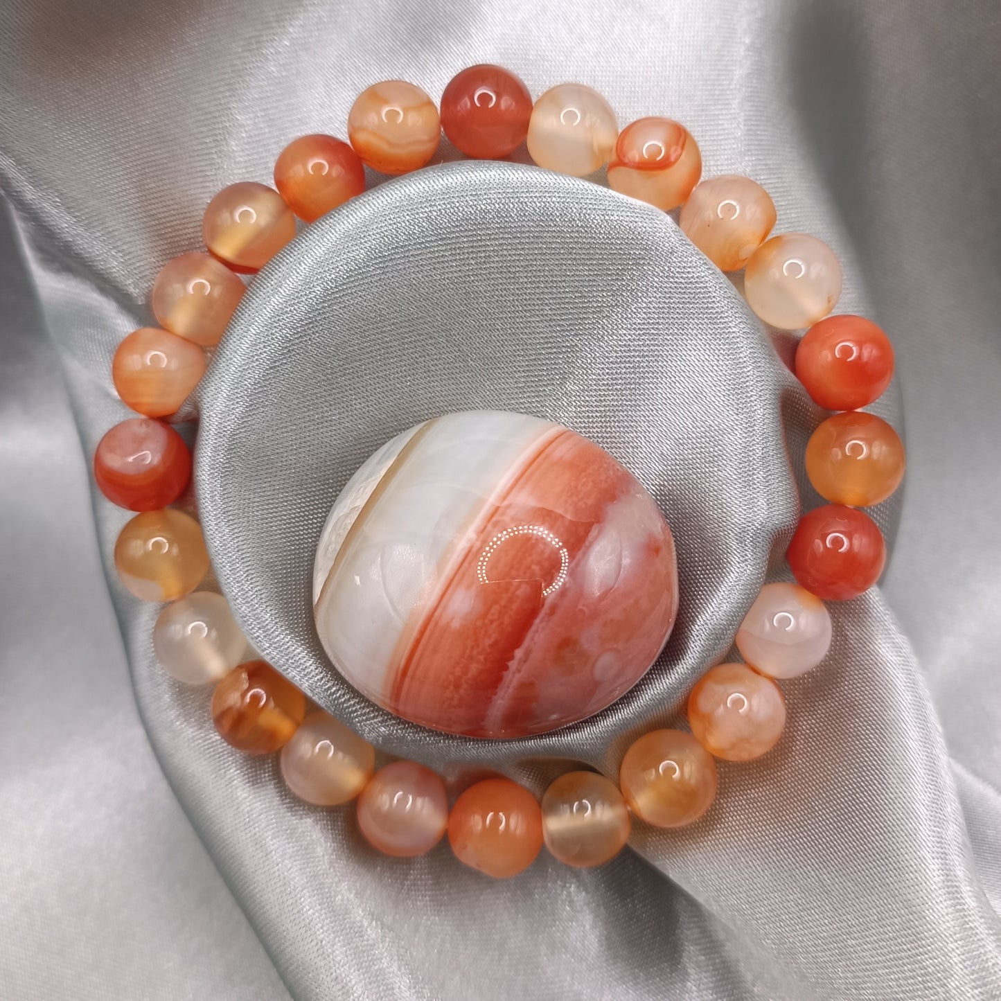 Bracelet boules - Cornaline multicolore - 8mm