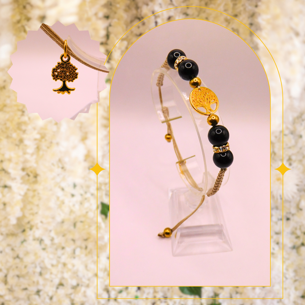 Bracelet Arbre de vie - Obsidienne noire
