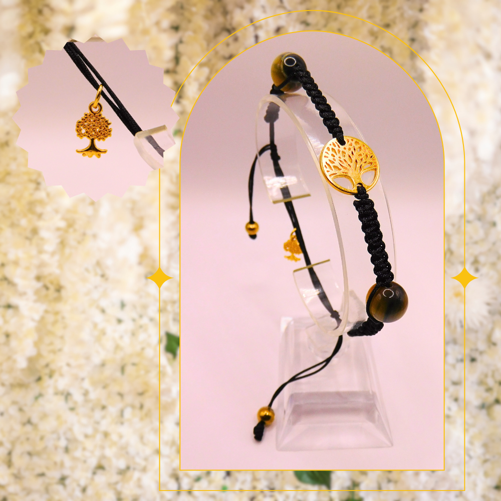 Bracelet Arbre de vie - Oeil de tigre blanc