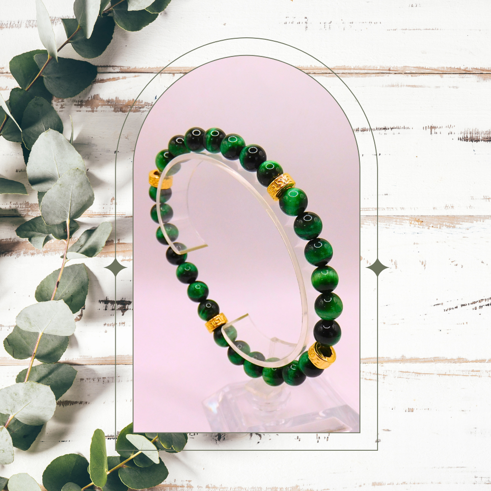 Bracelets hommes - Oeil de tigre vert