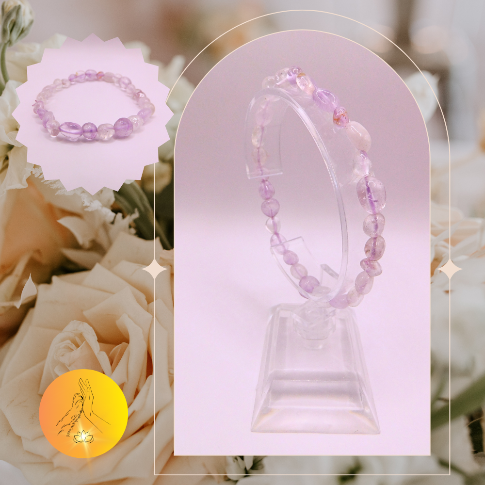 Bracelet pierres roulées - Améthyste lavande