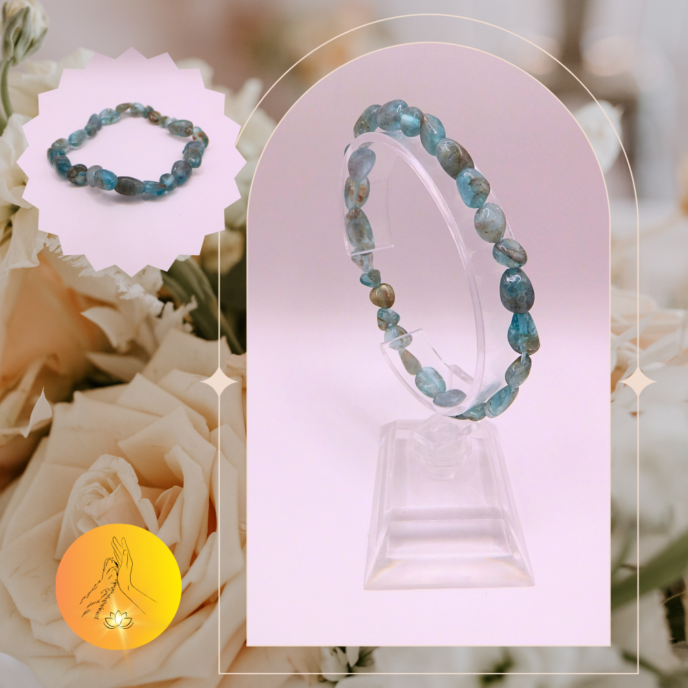 Bracelet pierres roulées - Apatite bleue