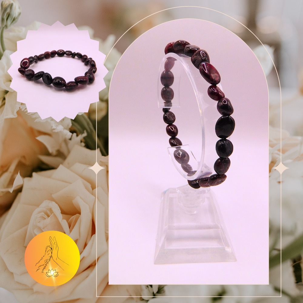 Bracelet pierres roulées - Grenat rouge almandin