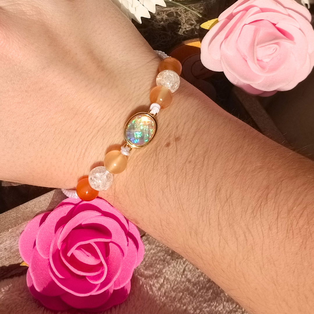 Bracelet artisanal - Opale & cornaline multicolore