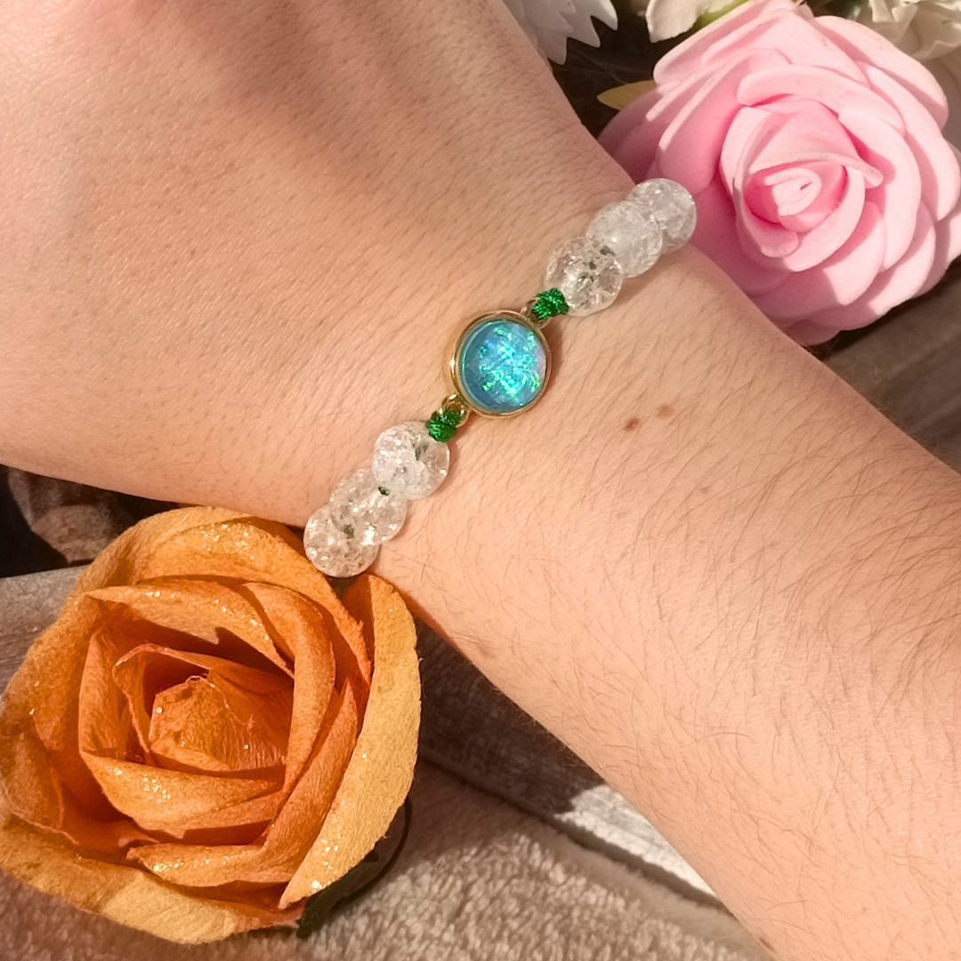 Bracelet artisanal - Opale & cristal de roche