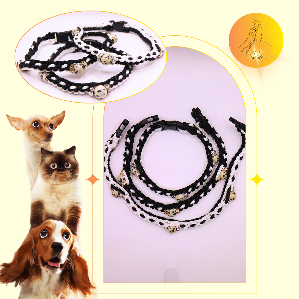 Colliers thérapeutiques - Jaspe dalmatien - Strass