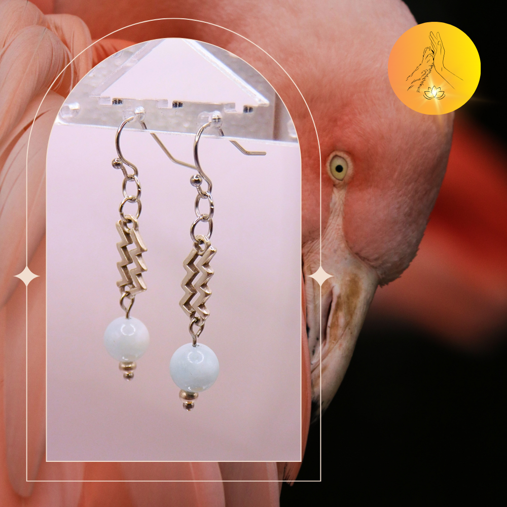 Boucles d'oreilles - Signe astro Verseau - Aigue marine