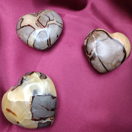 Galet cœur en septaria de Madagascar - 60-70 mm