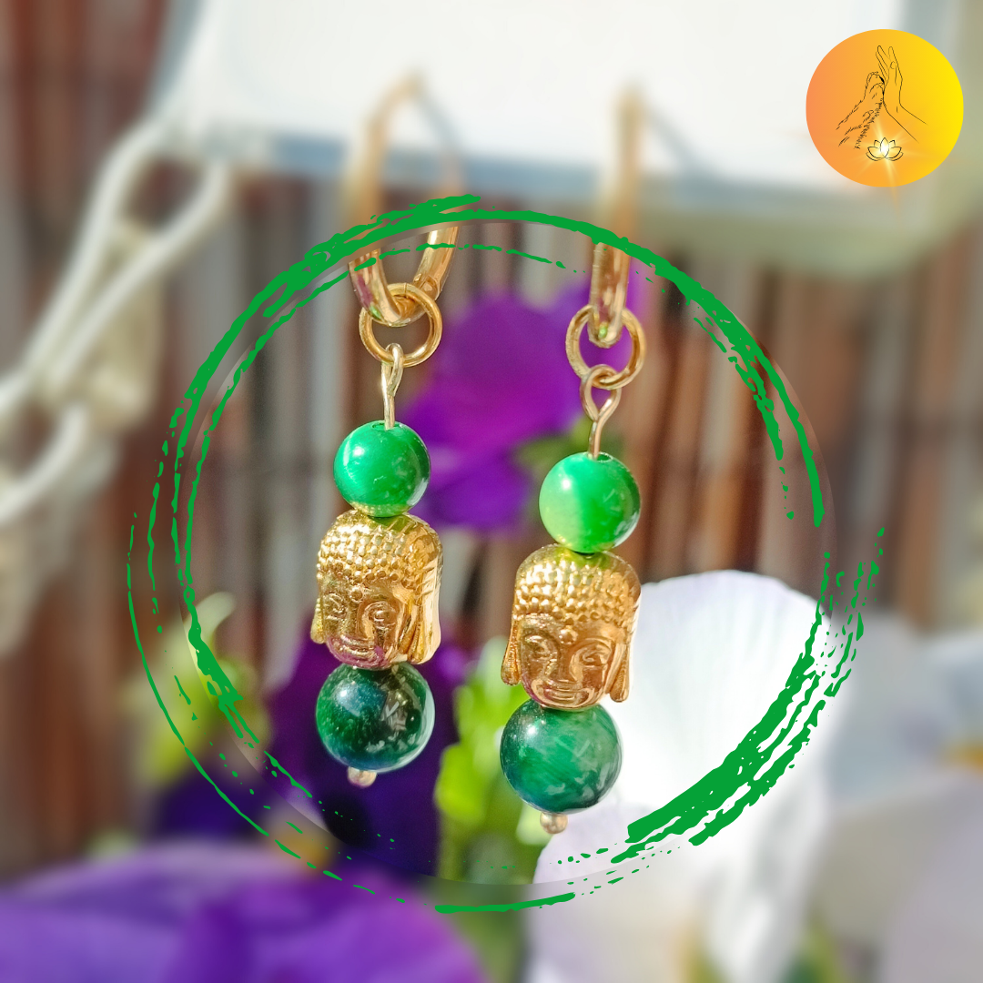 Boucles d'oreilles - Oeil de tigre vert