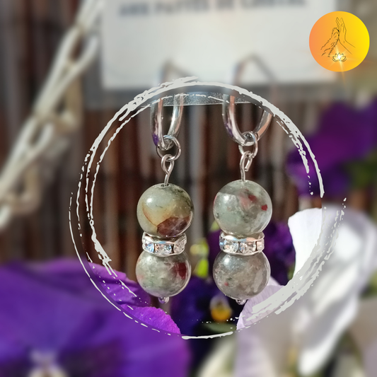 Boucles d'oreilles - Jaspe héliotrope