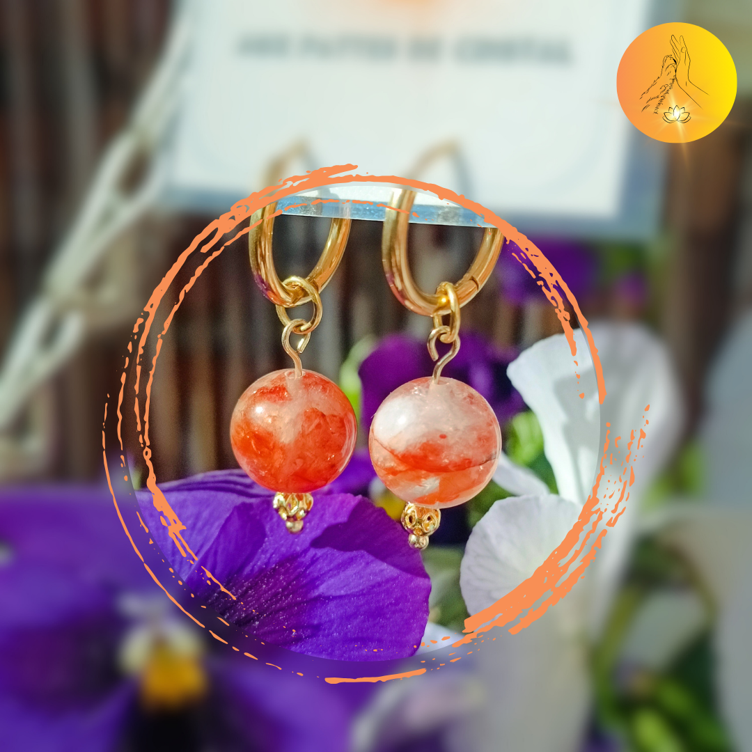 Boucles d'oreilles - Quartz hématoïde rouge