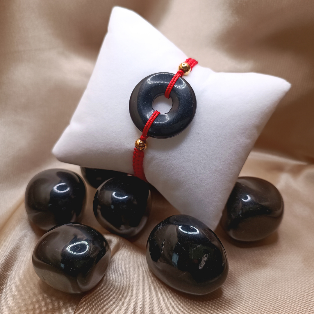 Bracelet Donut - Obsidienne Noire