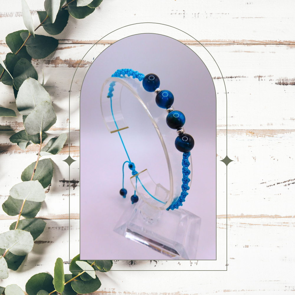 Bracelet artisanal - Oeil de tigre bleu