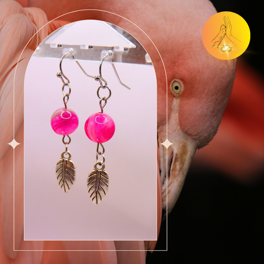 Boucles d'oreilles - Agate rose fuschia