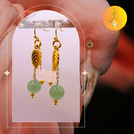 Boucles d'oreilles - Aventurine verte & quartz rose