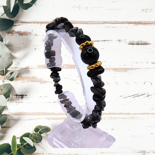 Bracelet baroque chic - Obsidienne flocon de neige