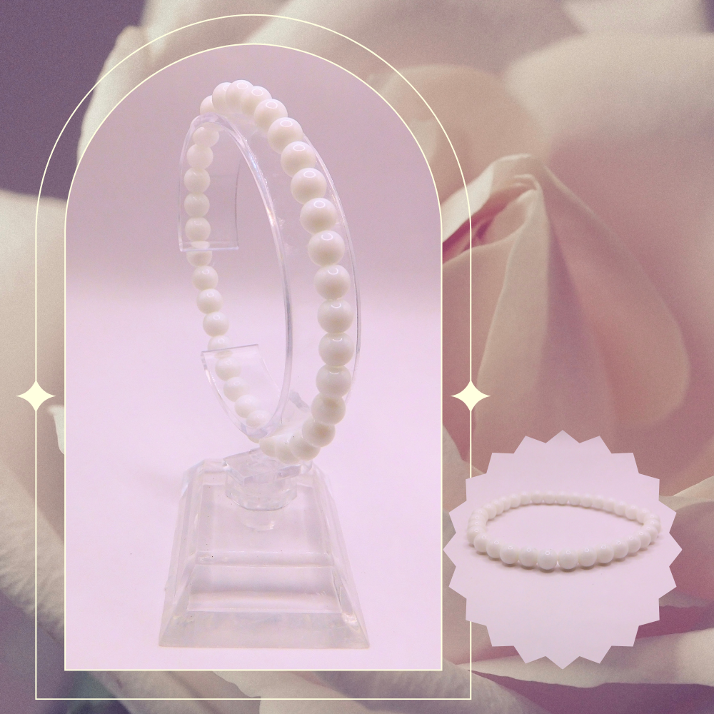 Bracelet boules - Agate blanche - 6mm