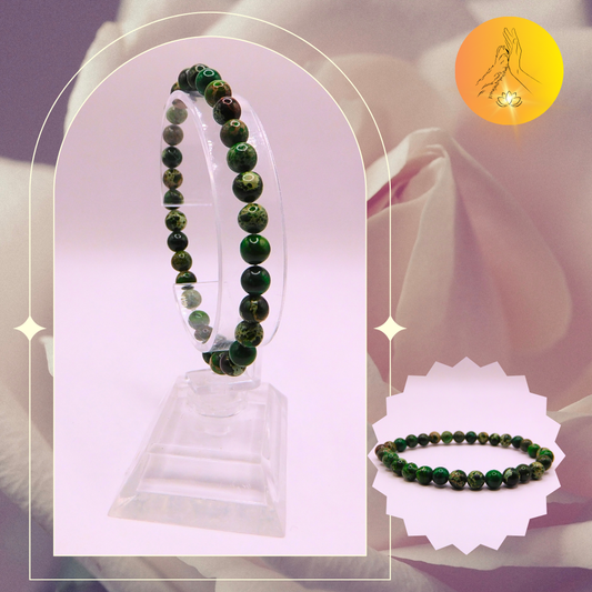 Bracelet boules - Jaspe impérial vert foncé - 6mm