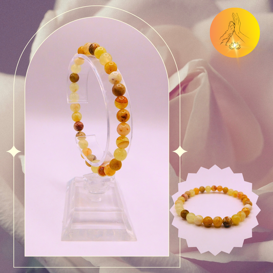 Bracelet boules - Opale jaune - 6mm