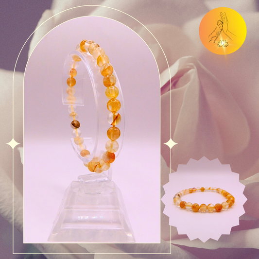 Bracelet boules - Quartz hématoïde jaune - 6mm