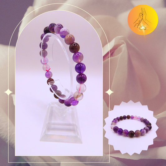 Bracelet boules - Fluorine violette - 8mm