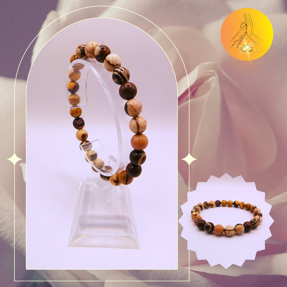 Bracelet boules - Jaspe brun - 8mm