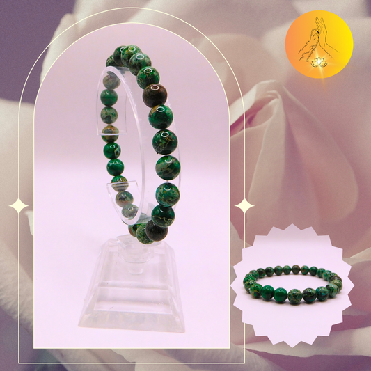 Bracelet boules - Jaspe impérial vert foncé - 8mm