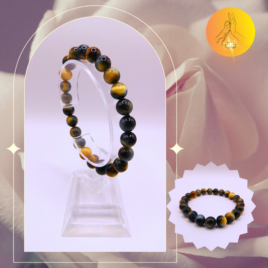 Bracelet boules - Oeil de tigre blanc - 8mm