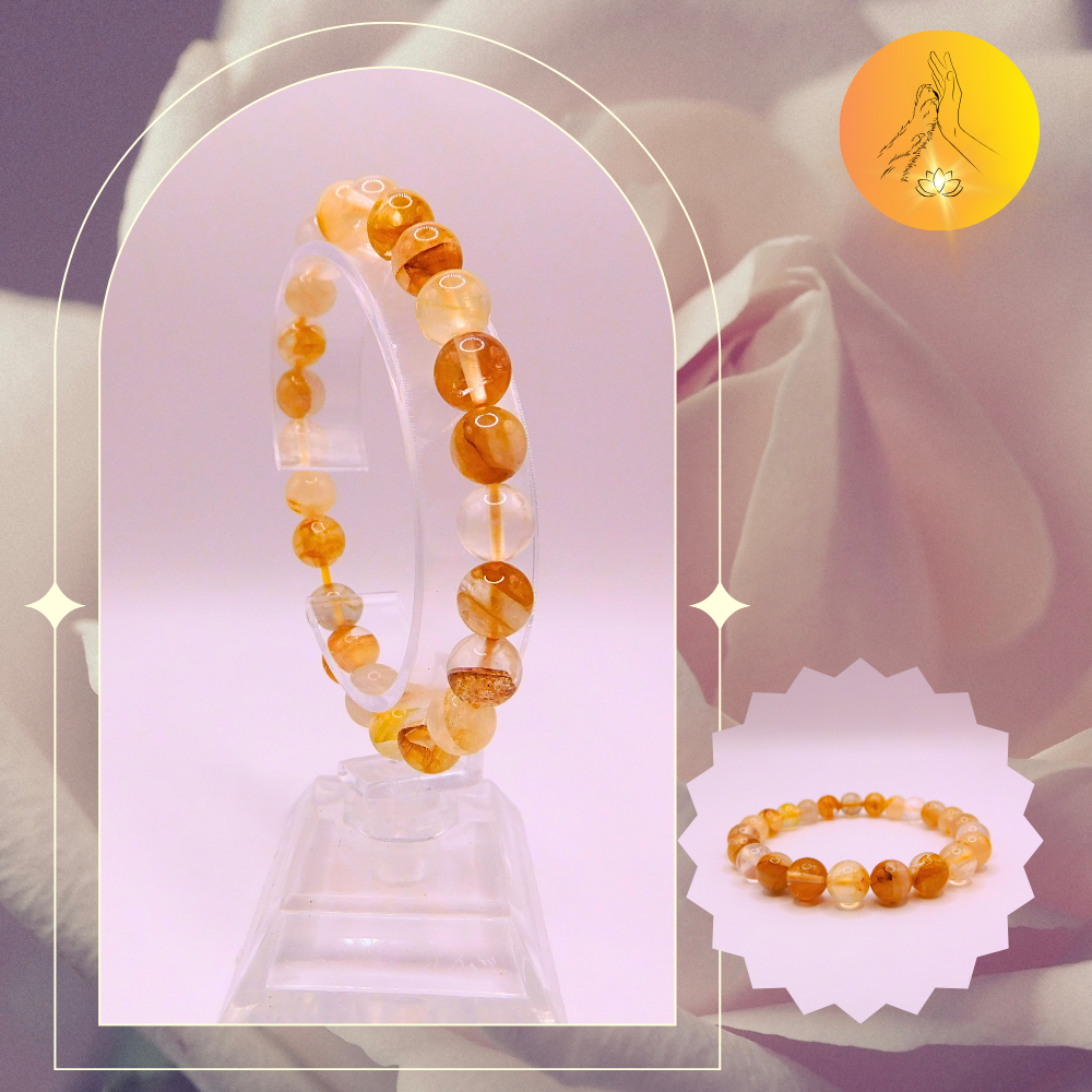 Bracelet boules - Quartz hématoïde jaune - 8mm