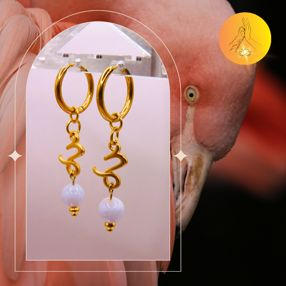 Boucles d'oreilles - Signe astro Capricorne - Calcédoine bleue