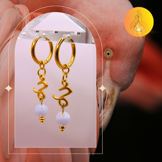 Boucles d'oreilles - Signe astro Capricorne - Calcédoine bleue