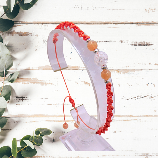 Bracelet artisanal - Cristal de roche & pierre de soleil