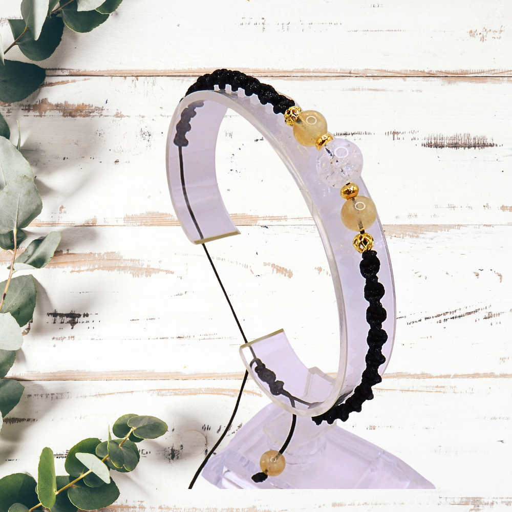Bracelet artisanal - Cristal de roche & citrine