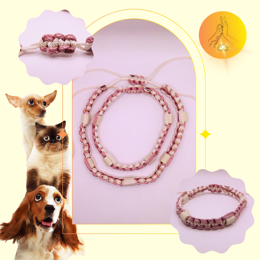 Colliers anti-puces - fils blanc et vieux rose