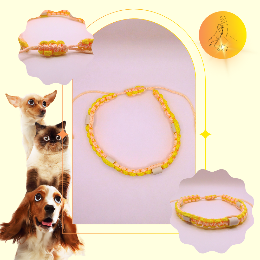 Colliers anti-puces - fils jaune et rose pâle