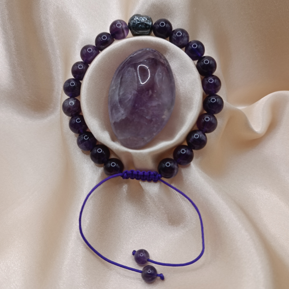 Bracelet Bouddha réglable - Améthyste
